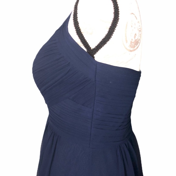 Bill Levkoff Navy Halter Bridesmaid Dress - Picture 4 of 13